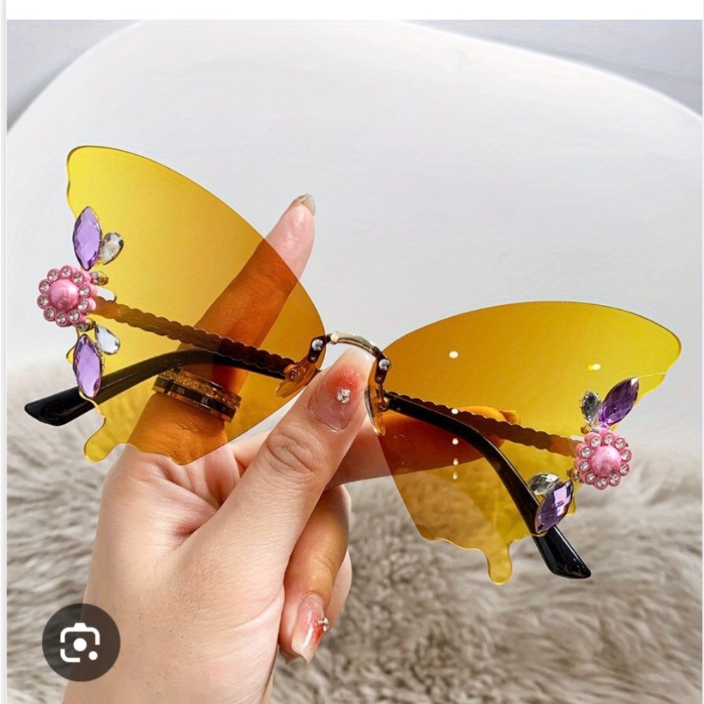 Brand New Butterfly Sunglasses w/Yellow & Purple Accents